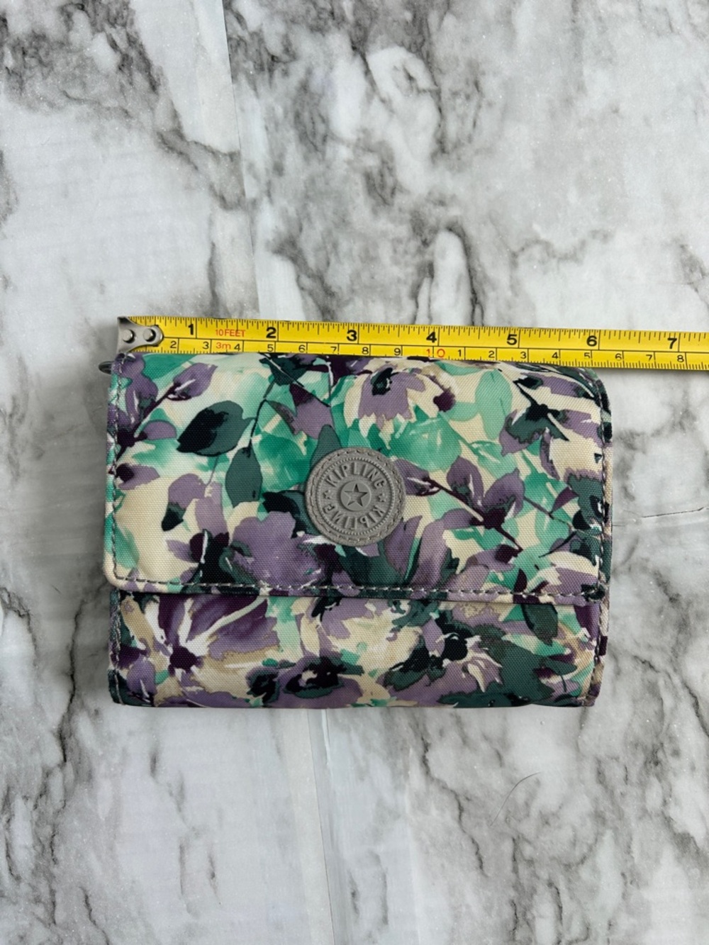 Kipling | Floral tri-fold Wallet zippers compartments card holders - Picture 9 of 10
